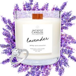 NEW Jackpot Candles Lavender Wooden Wick Candle 100% Soy Candle 12 Oz